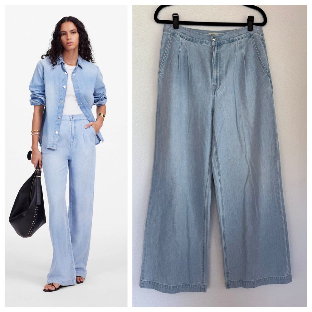 NWOT Madewell The Harlow Wide-Leg Jean: Airy Denim Edition in Noll Wash Size 28